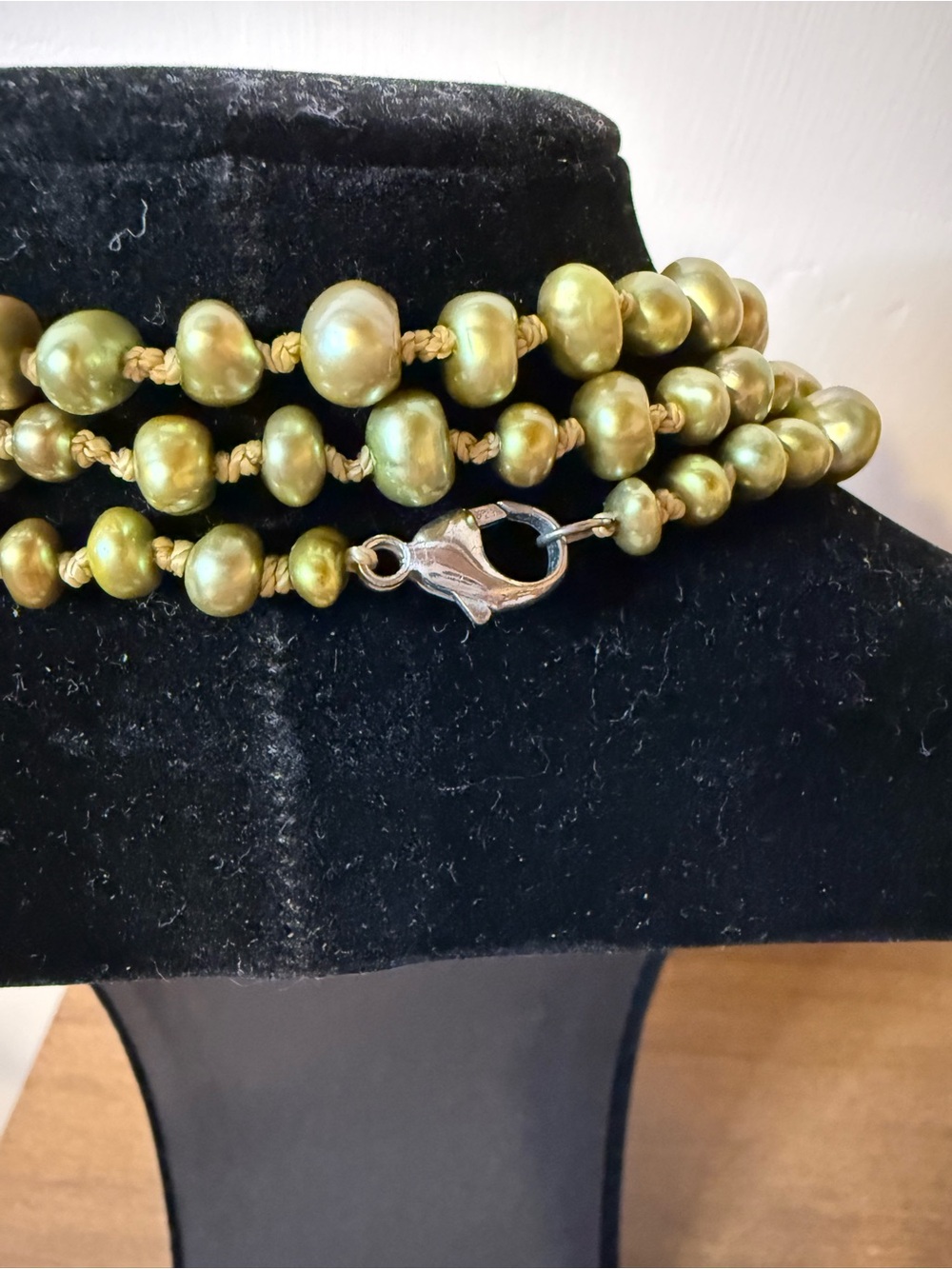 Honora Pistachio Green Cultured Freshwater Baroque Pearl Multi-Strand Necklace - Picture 3 of 6